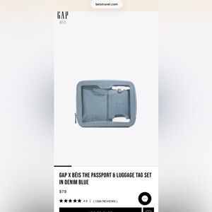 TAGS ON LIMITED EDITION GAP x BEIS Denim Blue Passport & Luggage Tag Set